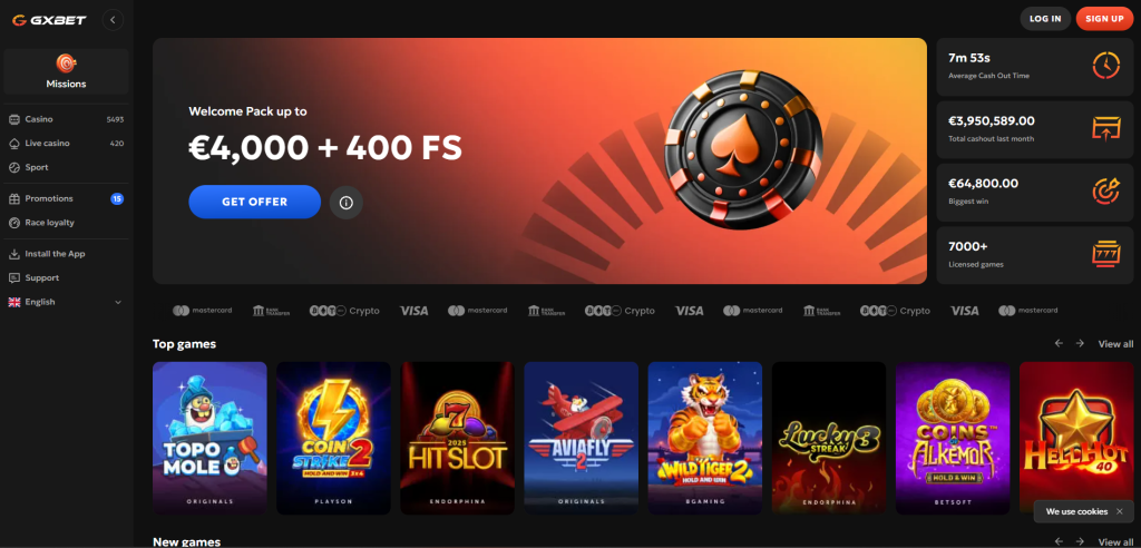 homepage van gxbet online casino nederland